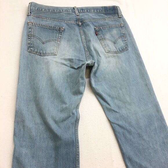 90's LEVIS 527 Jeans Men 36x30 Boot Light Wash Blue Distressed Denim Cowboy - Picture 9 of 16
